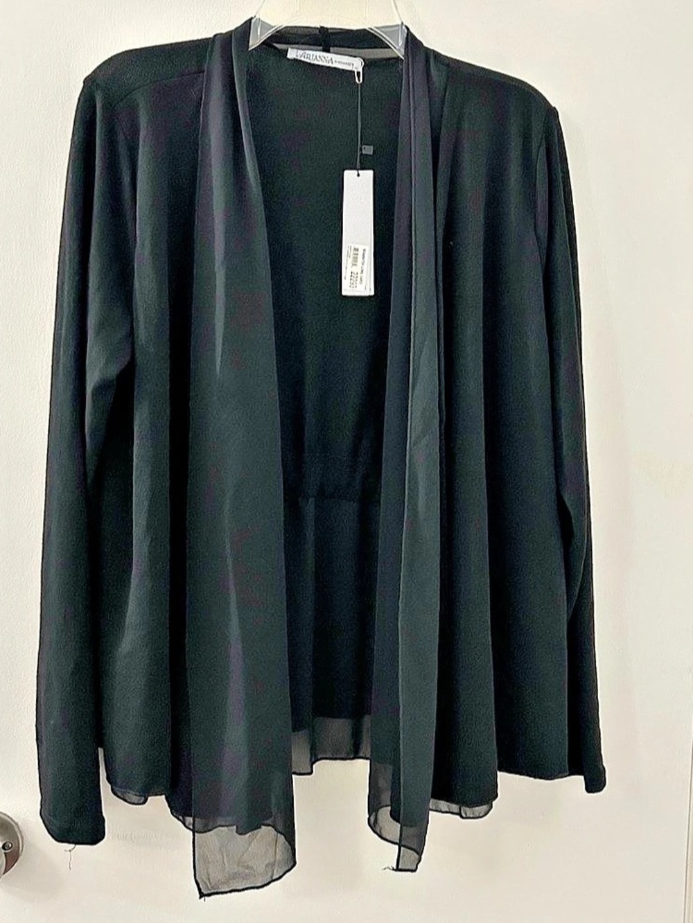 Arianna by Howards Black Open Front Cardigan XL NWT